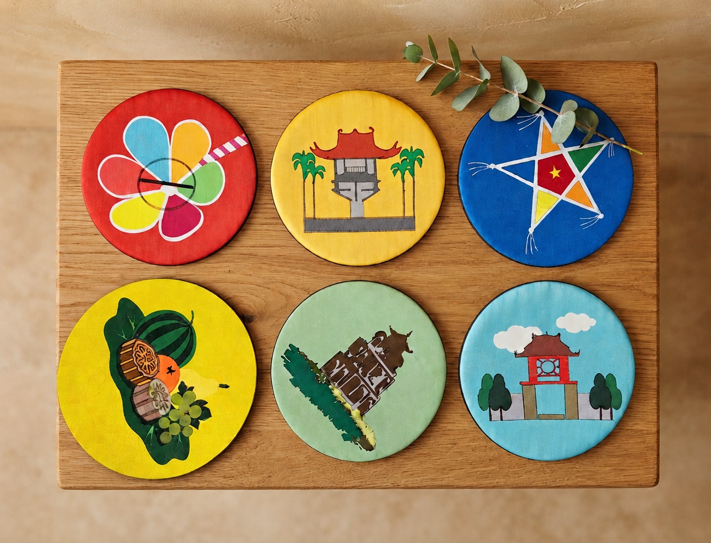 Upcycled Silk Coaster Set